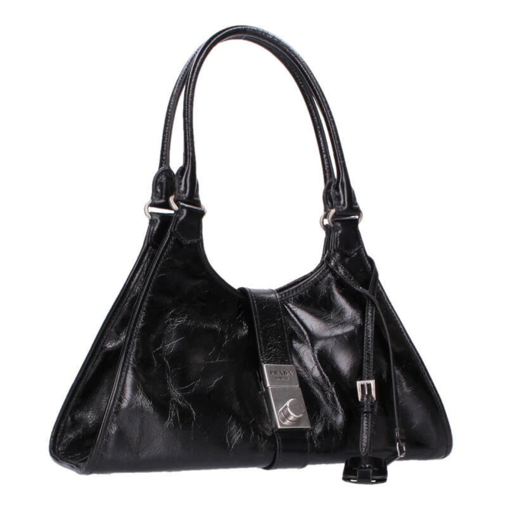 Prada Hobo Leather Handbag Black